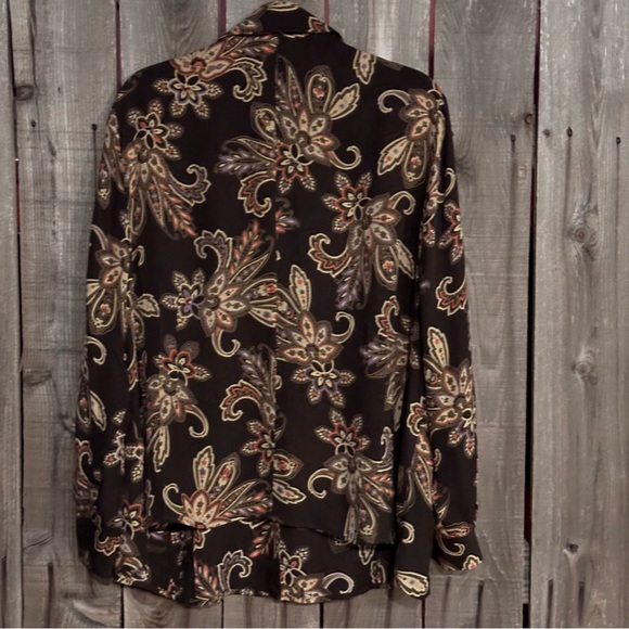 Grace Dane Lewis Long Sleeve Button Up Blouse Floral Paisley 100% Silk 20W - Picture 4 of 4